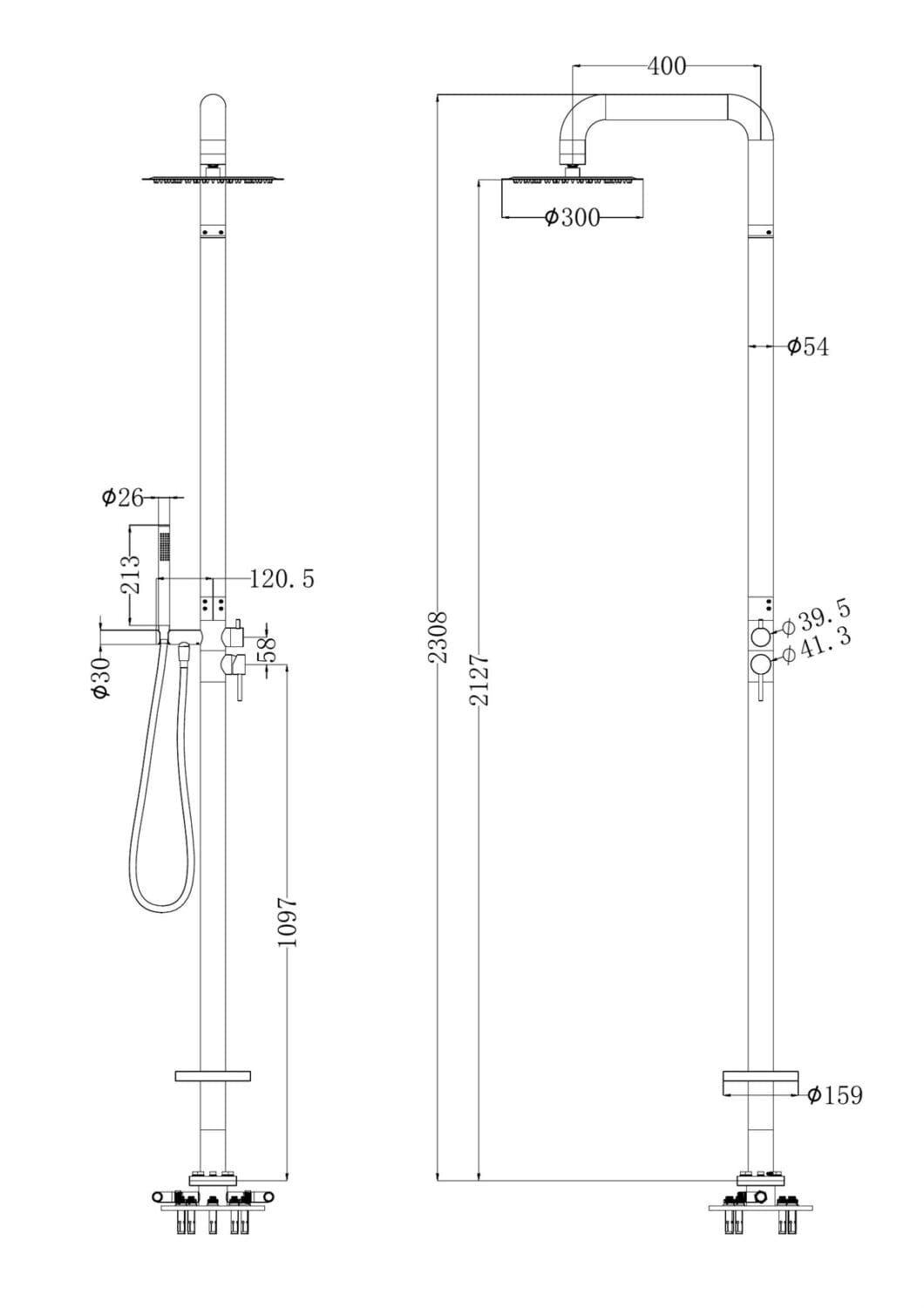 Zen SS 316L Outdoor Freestanding Shower Column - Reno Spares