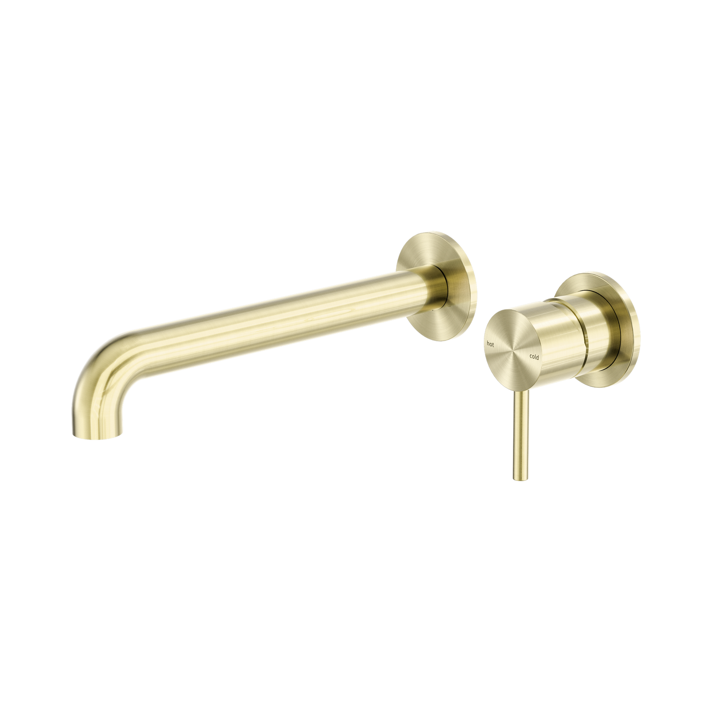 Zen SS316L Wall Basin/Bath Mixer Separate Back Plate 230mm Spout Brushed Gold