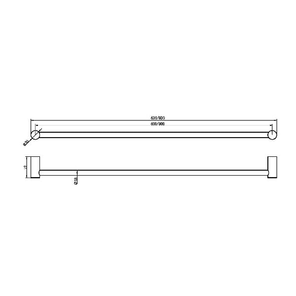 Nero Zen SS316L Single Towel Rail 600mm NR1624BN