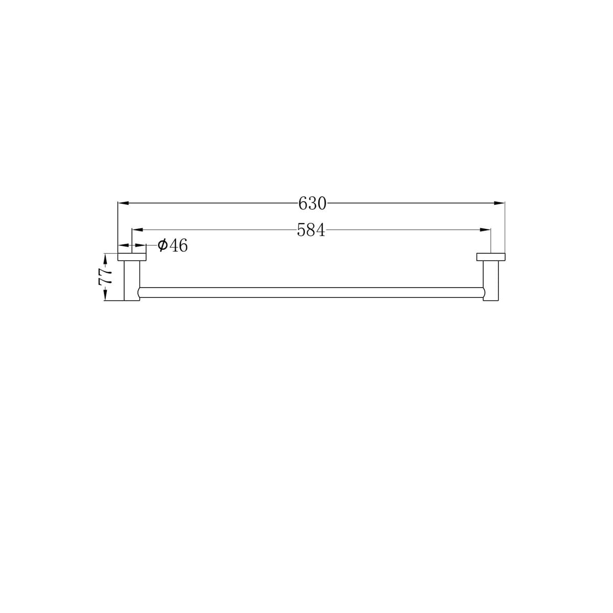 Mecca Single Towel Rail 600MM - Reno Spares
