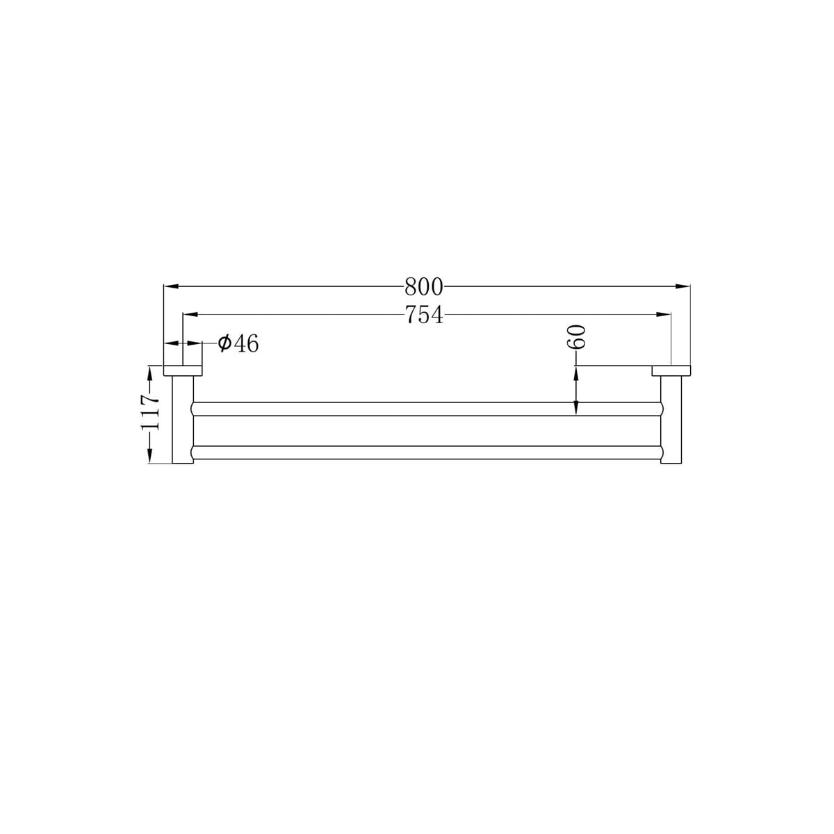 Mecca Double Towel Rail 800MM - Reno Spares