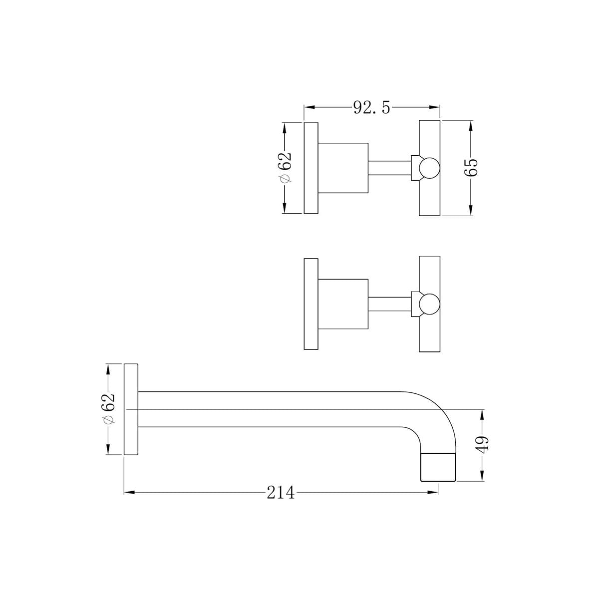 X Plus Wall Basin Set 215MM - Reno Spares