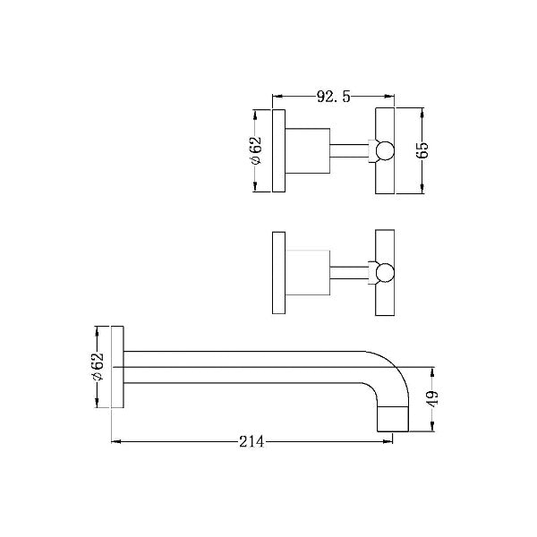 Nero X Plus Basin / Bath Set 215mm
