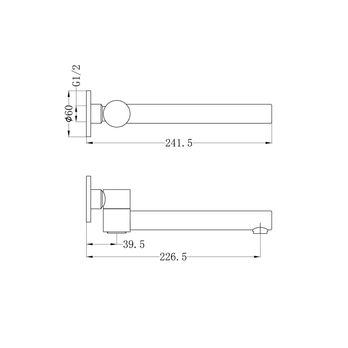 Dolce Wall Mounted Swivel Bath Spout Only - Reno Spares