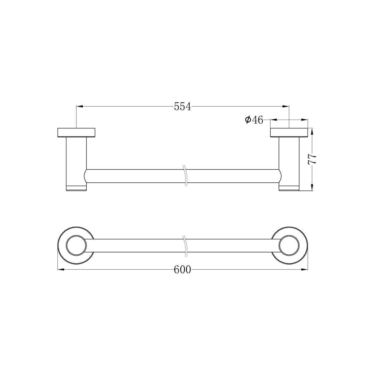 Classic Single Towel Rail 600MM - Reno Spares