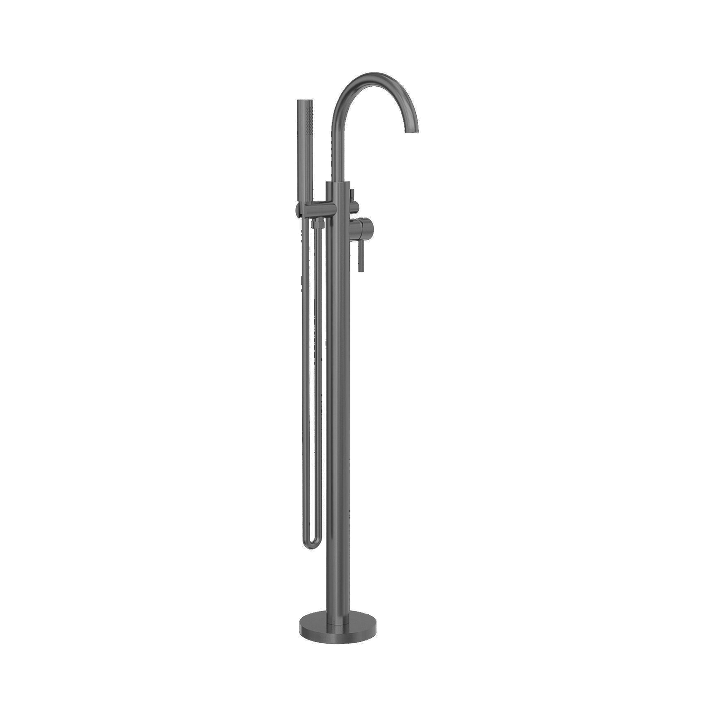 Mecca Round Freestanding Mixer With Hand Shower Gun Metal