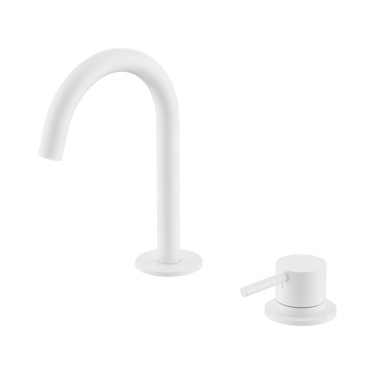 Mecca Hob Baisn Mixer Set Arc Spout Matte White