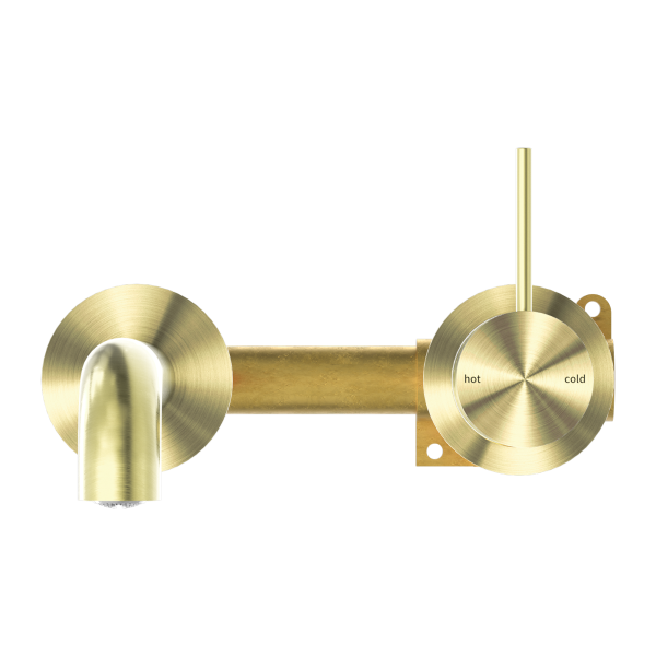 Nero Mecca Up Wall Mixer Set Basin/Bath Separate Backplates 185mm Brushed / NR221907d185BG