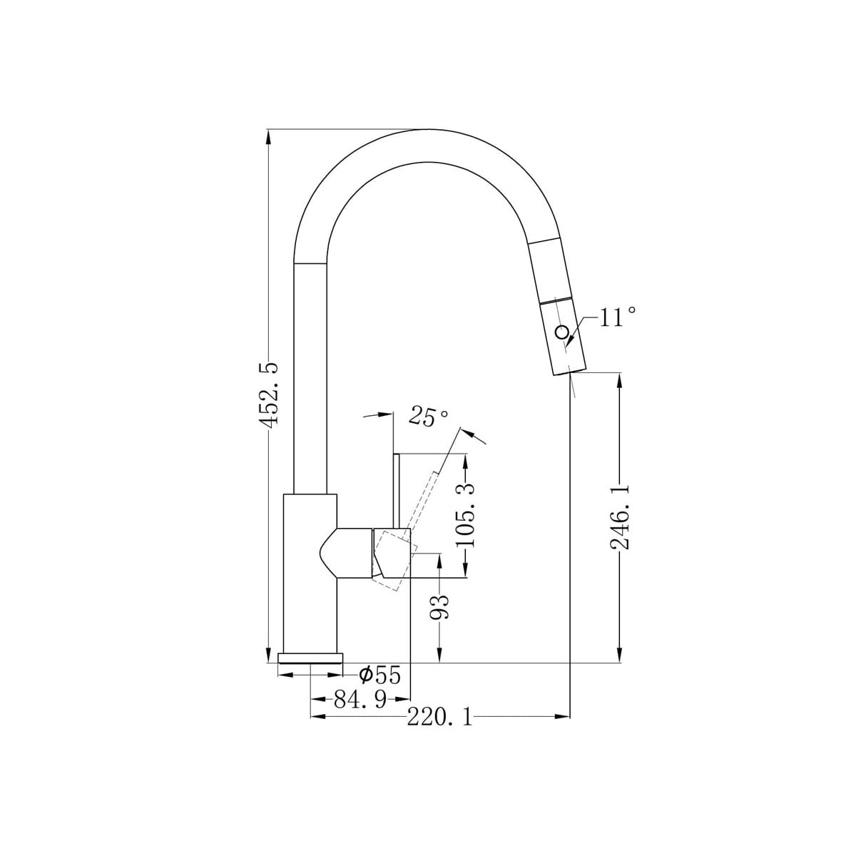 Mecca Pull Out Sink Mixer With Vegie Spray Function - Reno Spares