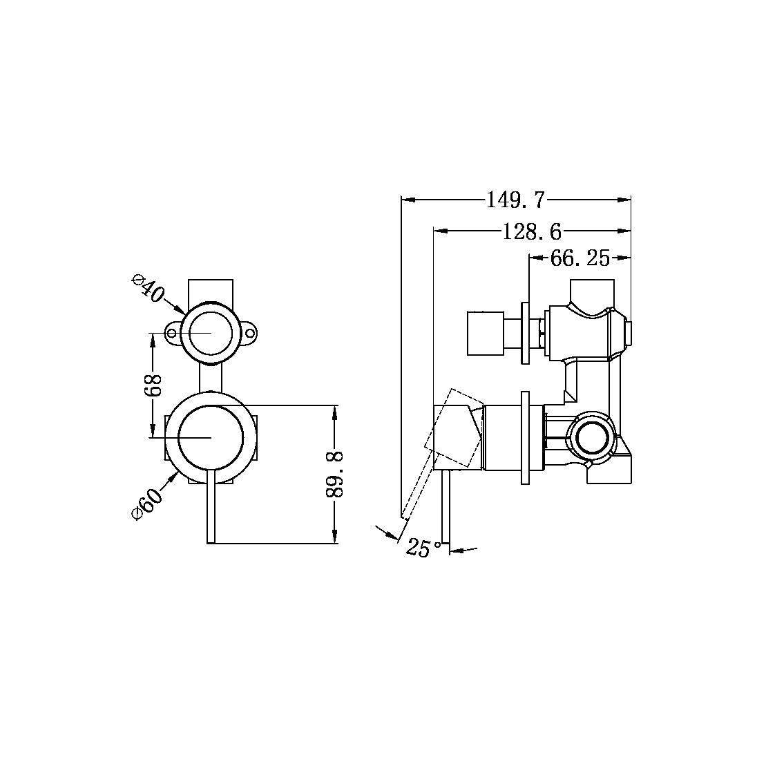 Nero Mecca Shower Mixer With Diverter Brushed Nickel