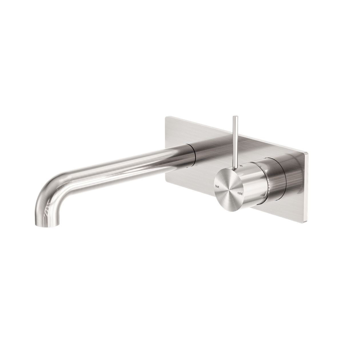 Mecca Wall Basin/Bath Mixer Handle Up 185mm Brushed Nickel