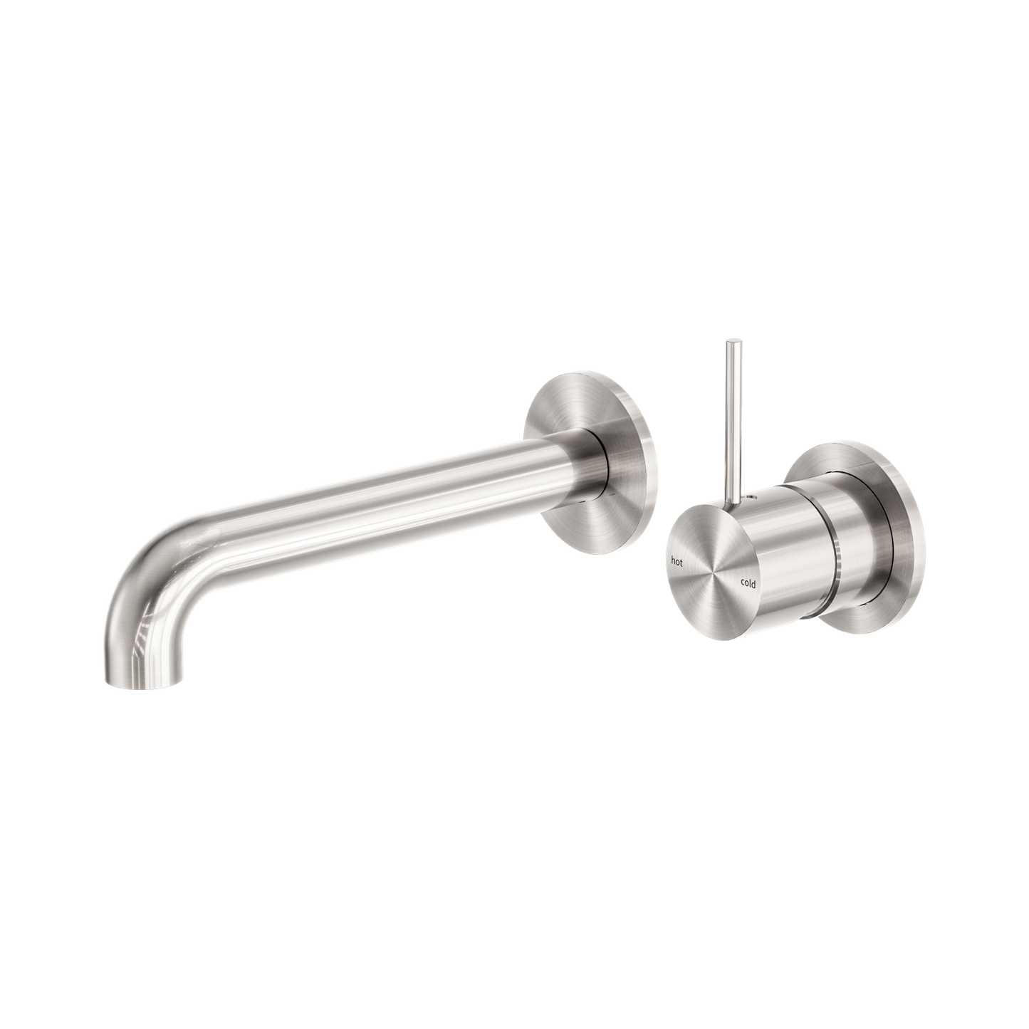 Mecca Wall Basin/Bath Mixer Separate Back Plate Handle Up 120mm Brushed Nickel