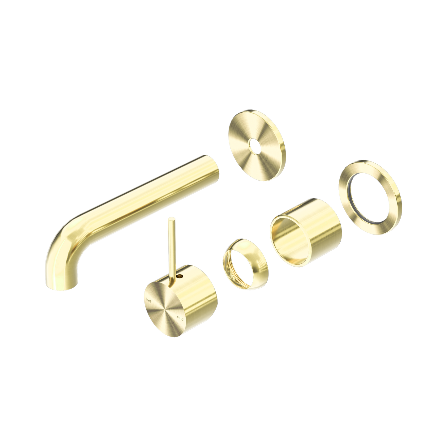 Mecca Wall Basin/Bath Mixer Separate Back Plate Handle Up 120mm Trim Kits Only Brushed Gold