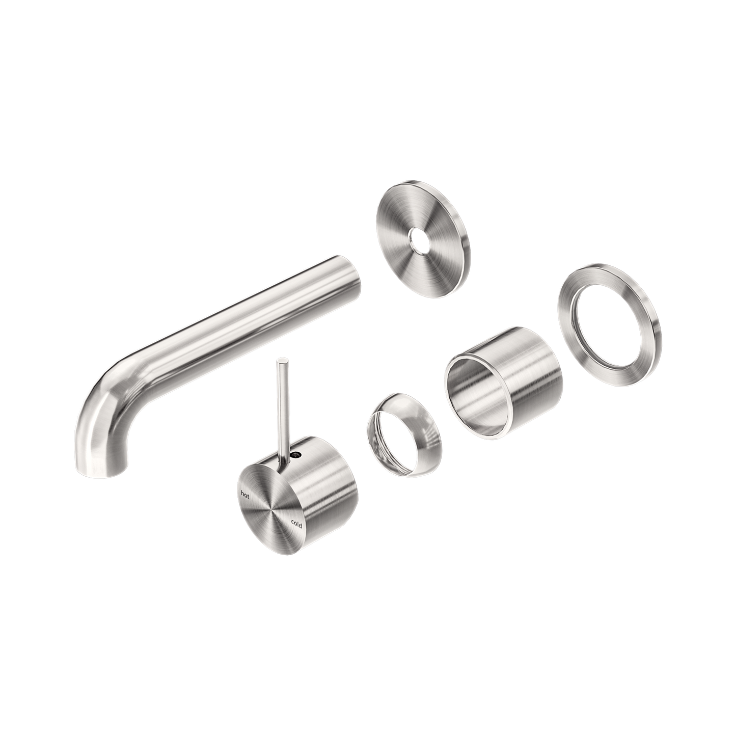 Mecca Wall Basin/Bath Mixer Separate Back Plate Handle Up 160mm Trim Kits Only Brushed Nickel