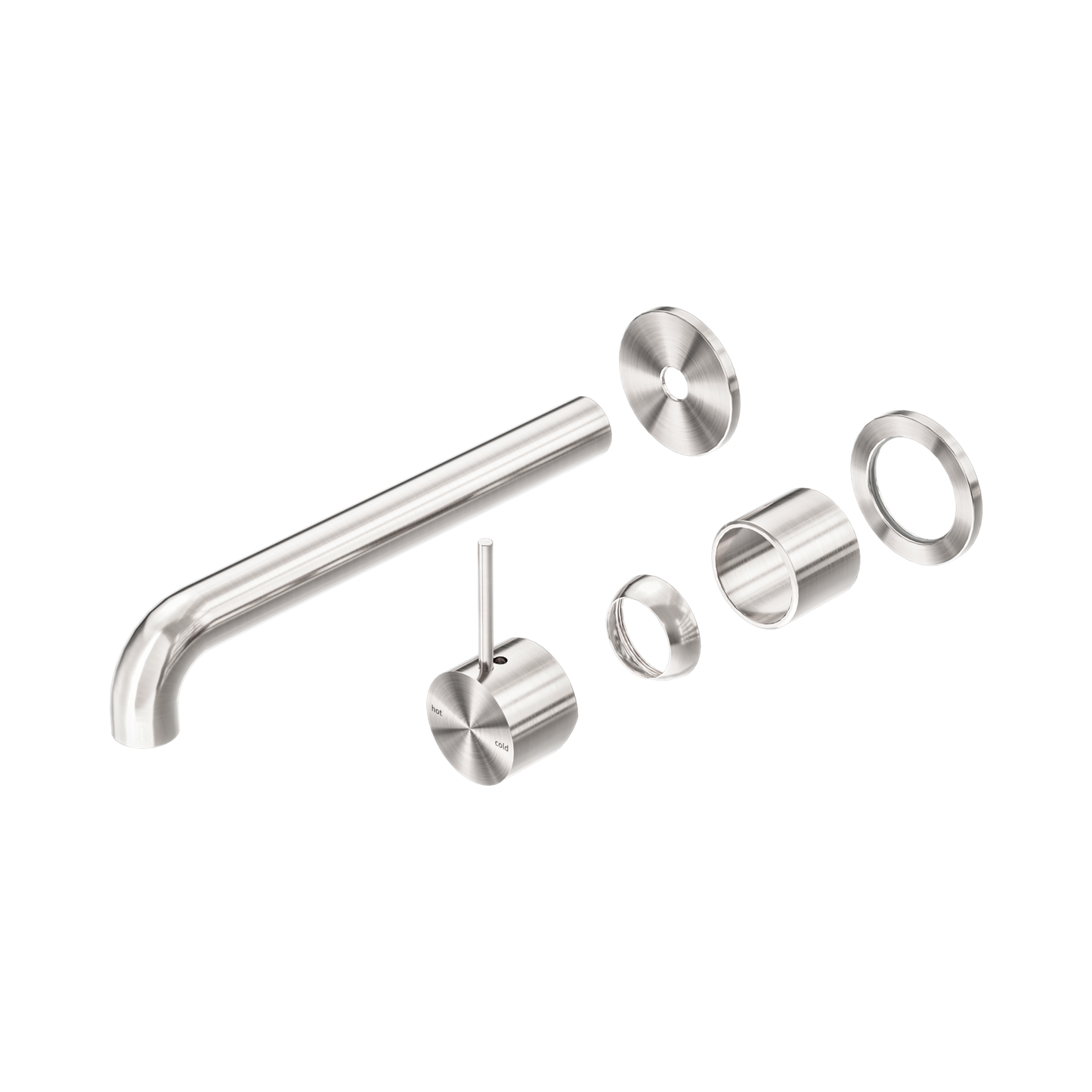 Mecca Wall Basin/Bath Mixer Separate Back Plate Handle Up 260mm Trim Kits Only Brushed Nickel
