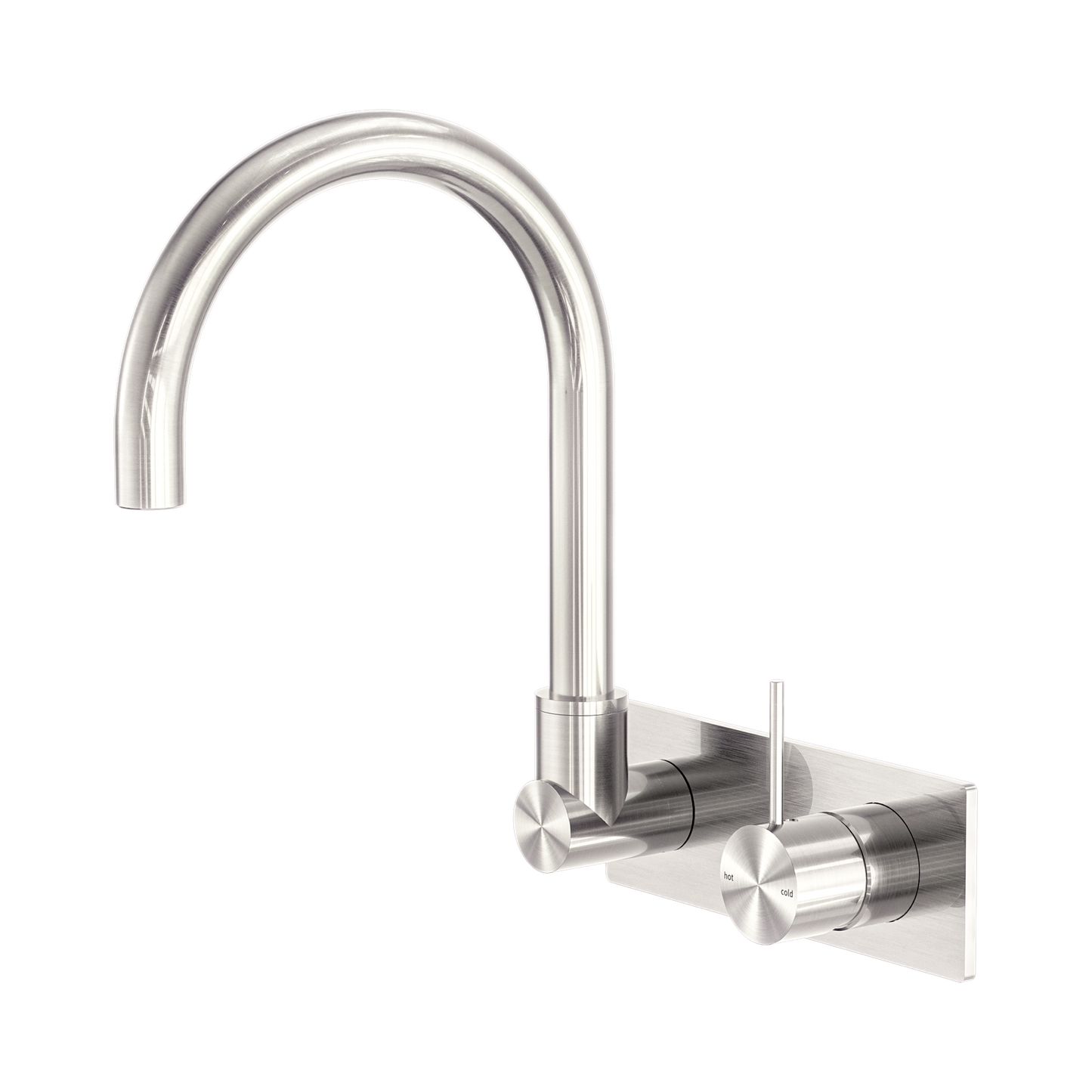 Mecca Wall Basin/Bath Mixer Swivel Spout Handle Up Brushed Nickel