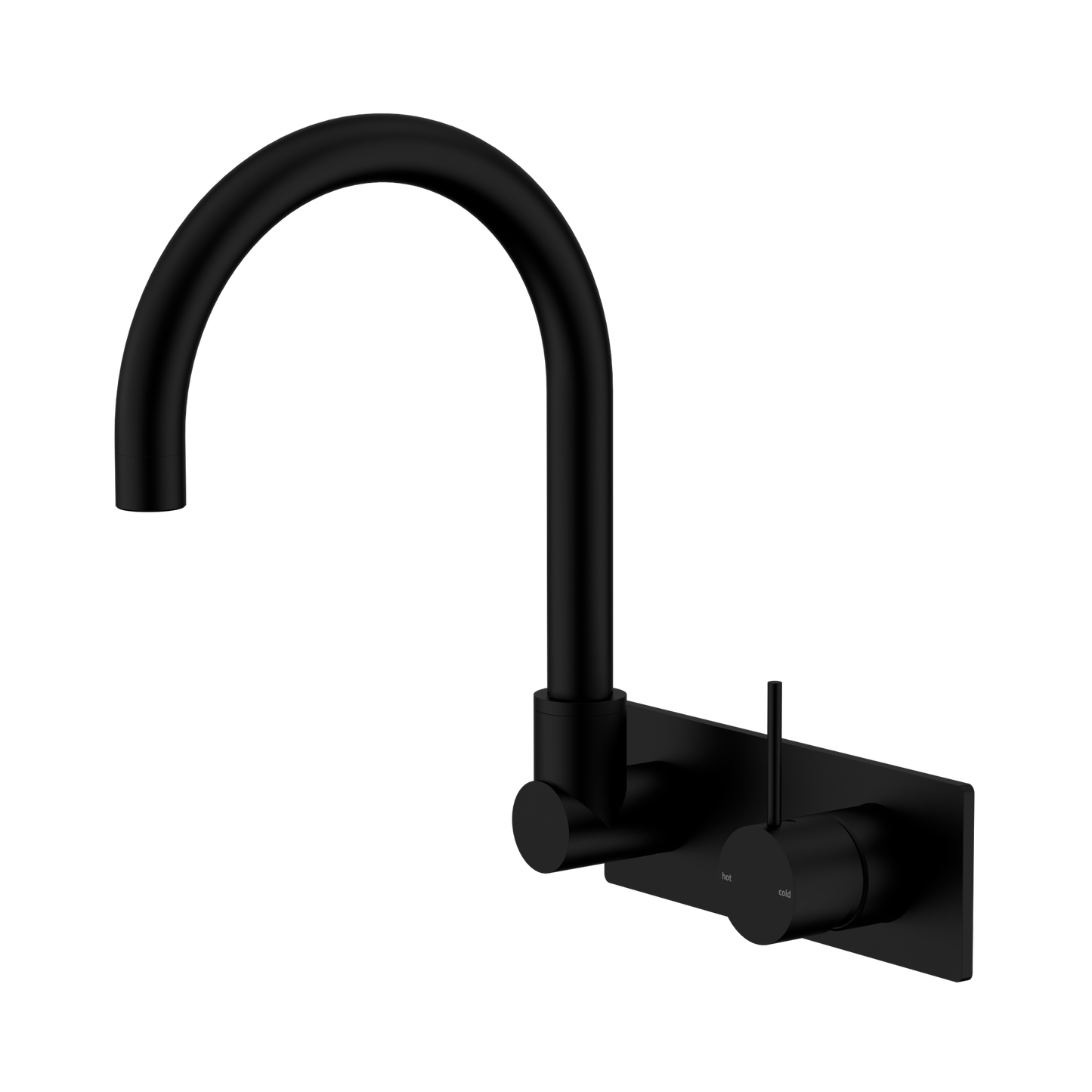 Mecca Wall Basin/Bath Mixer Swivel Spout Handle Up Matte Black