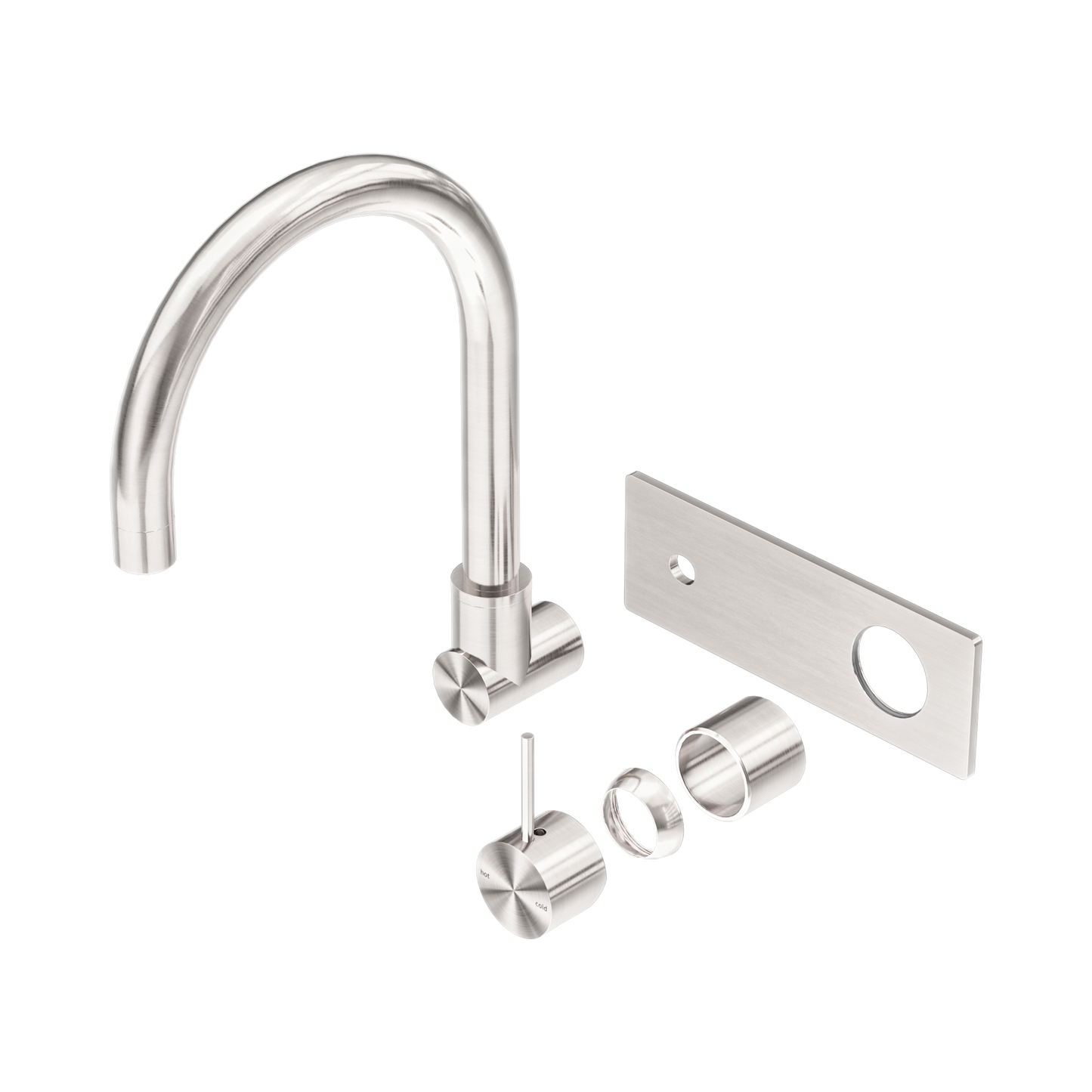 Mecca Wall Basin/Bath Mixer Swivel Spout Handle Up Trim Kits Only Brushed Nickel