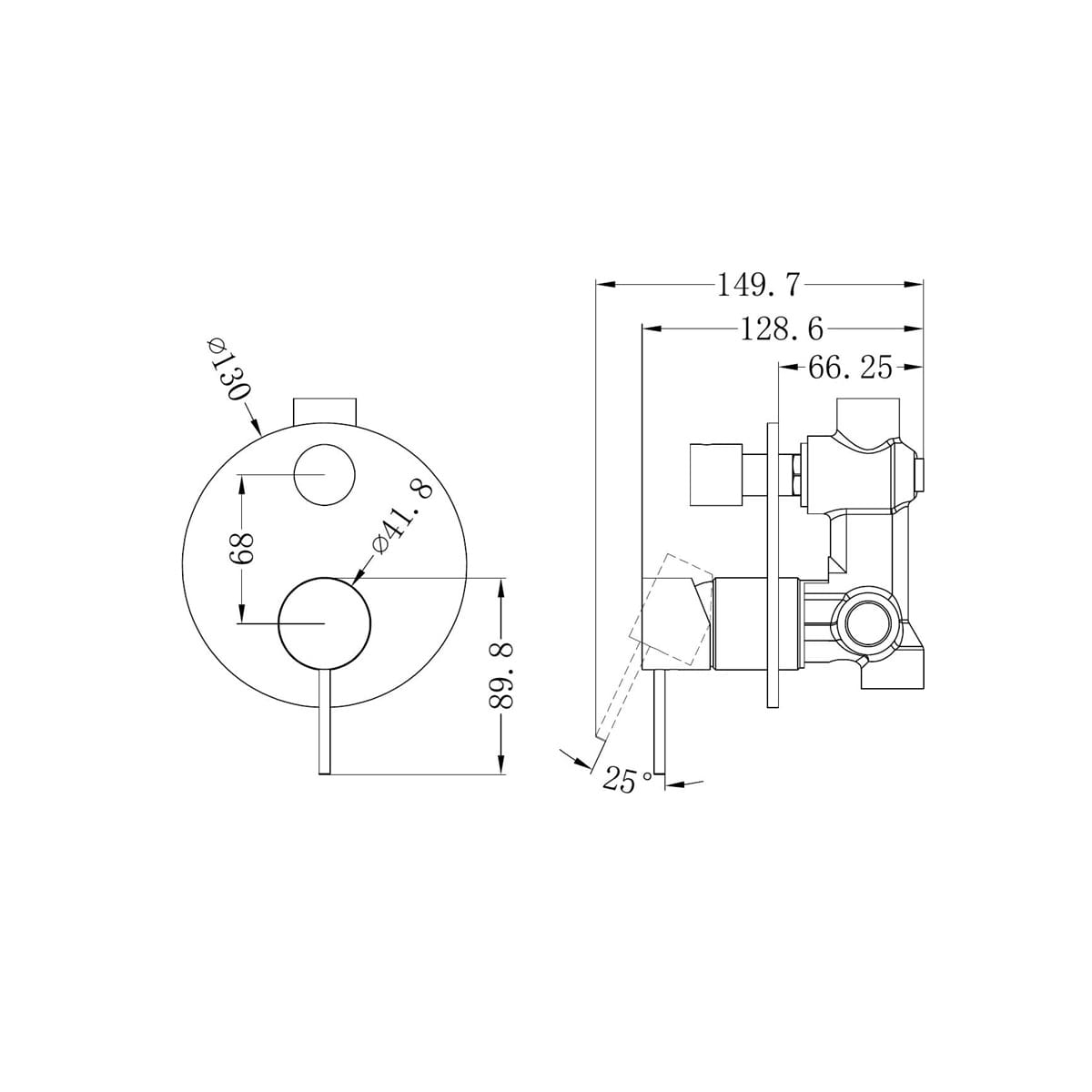 Mecca Shower Mixer With Divertor - Reno Spares