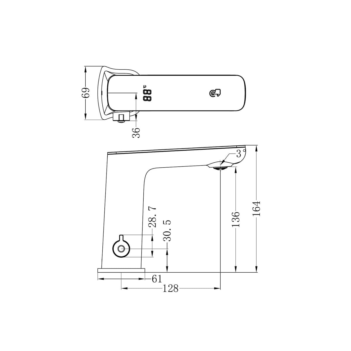 Claudia Sensor Mixer With Black Top Display - Reno Spares