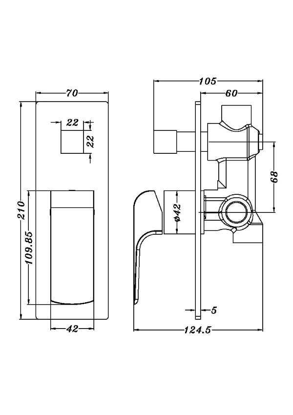 Fresh Shower/Bath Diverter Mixer, Grey