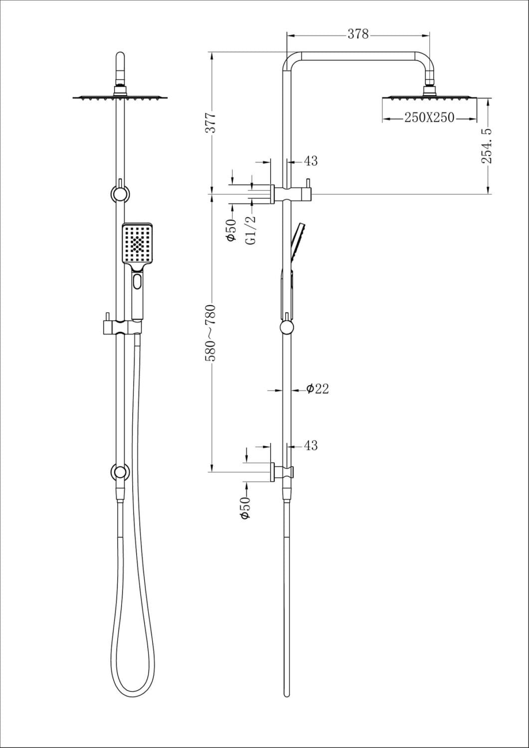 Square Project Twin Shower - Reno Spares