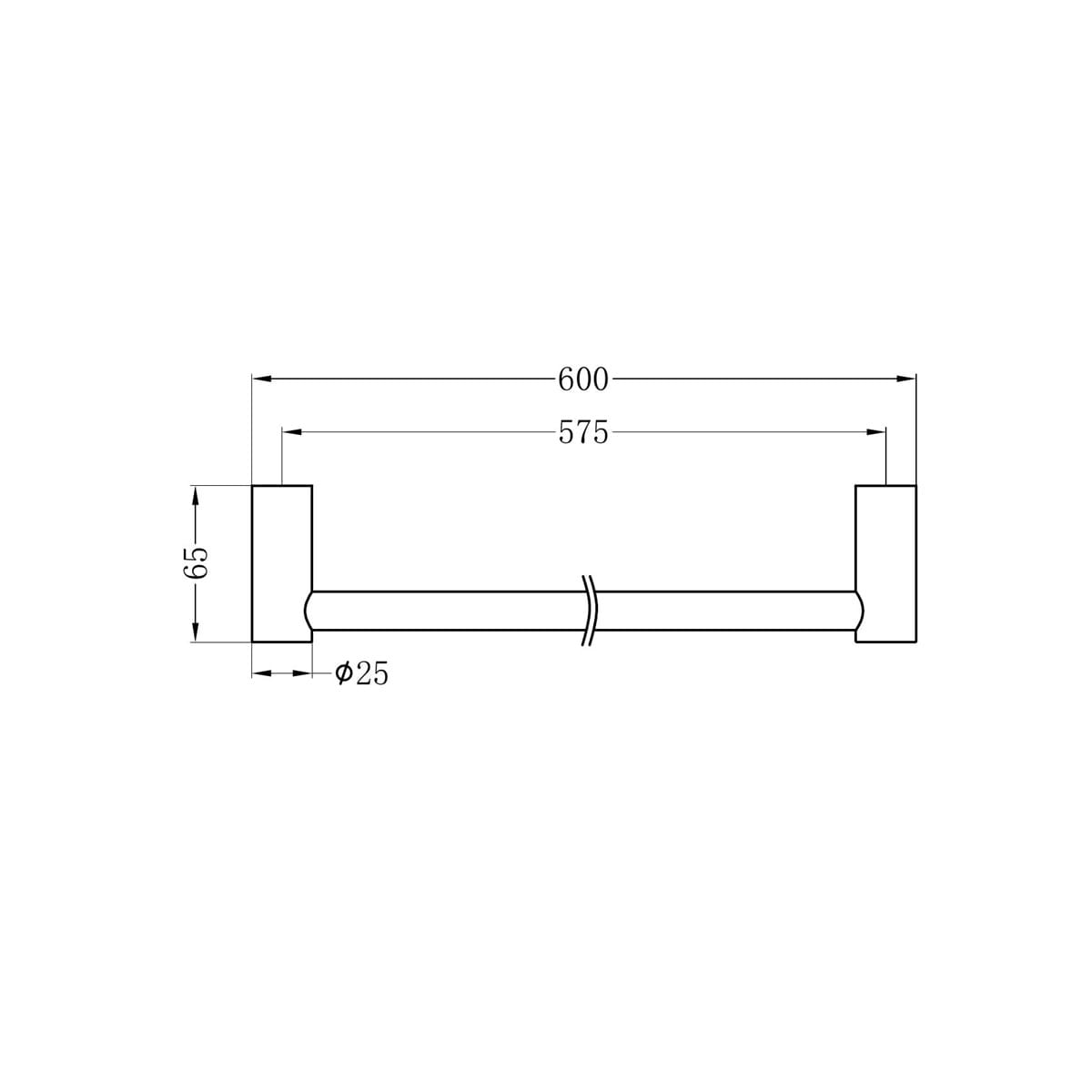 New Mecca Single Towel Rail 600MM - Reno Spares