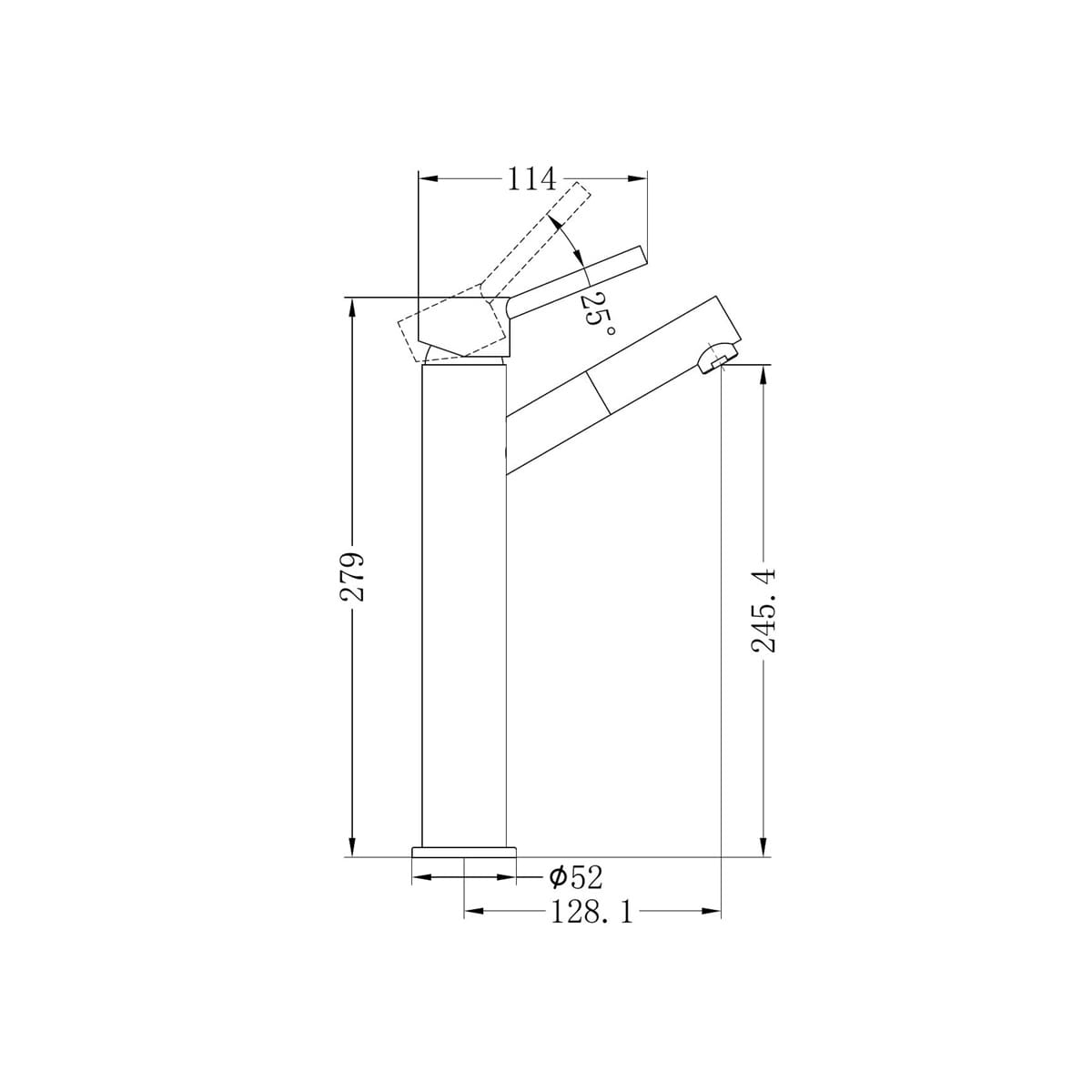 Dolce Tall Basin Mixer Angle Spout - Reno Spares