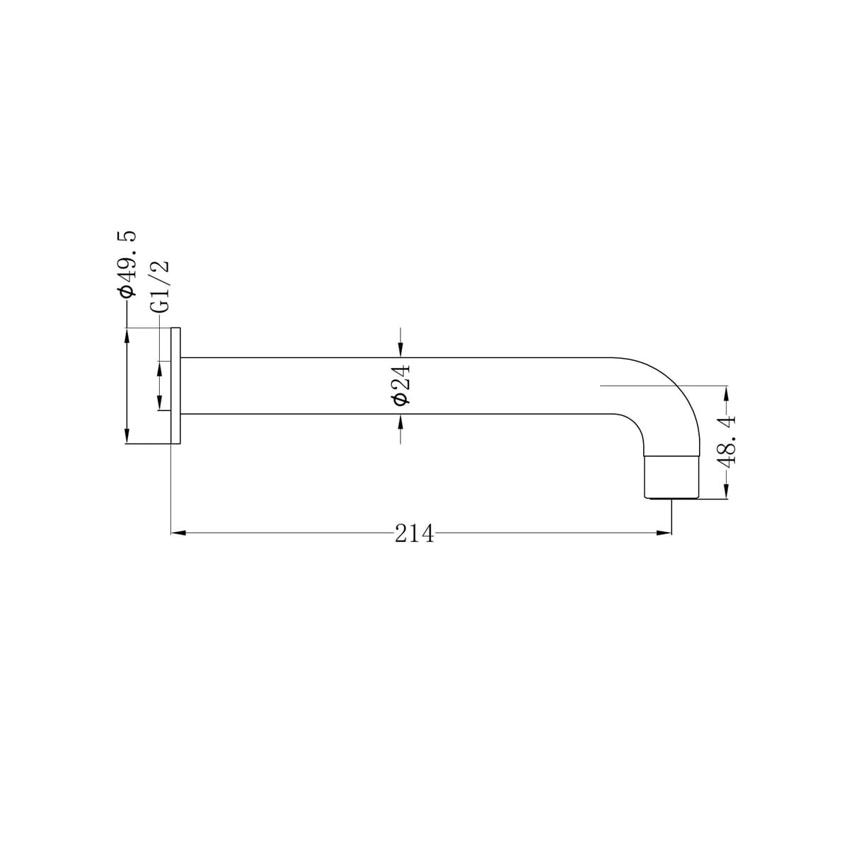 Dolce Basin/Bath Spout Only 215MM - Reno Spares