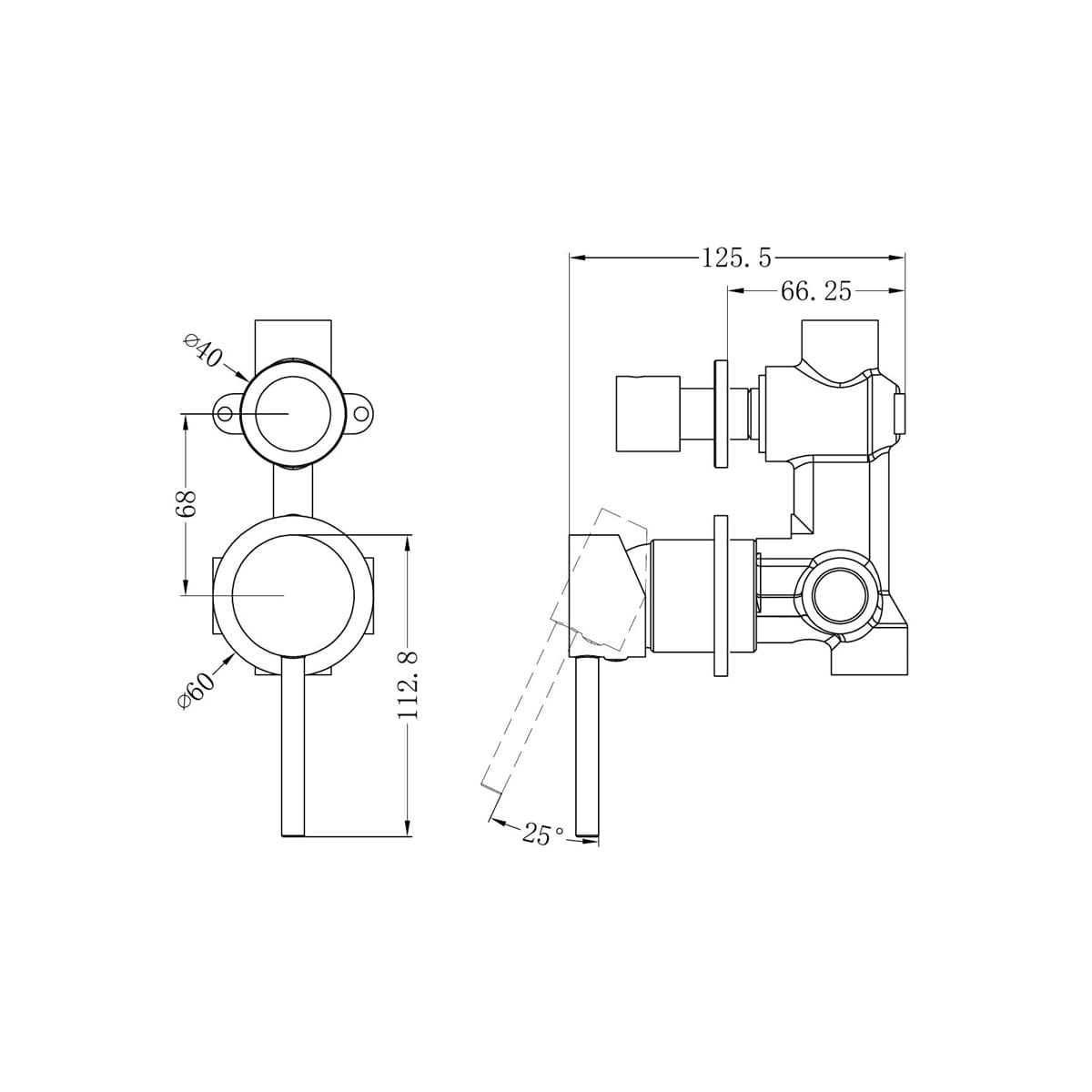 Dolce Shower Mixer With Divertor Separate Back Plate - Reno Spares
