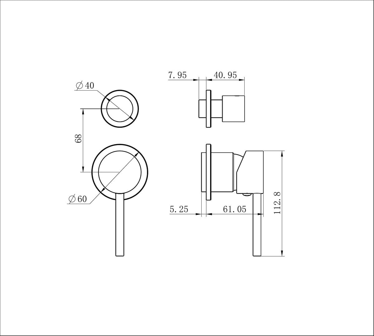 Dolce Shower Mixer With Divertor Separate Back Plate Trim Kits Only - Reno Spares