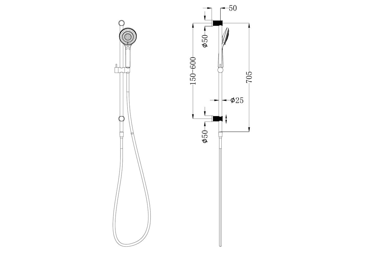 Opal Shower Rail With Air Shower - Reno Spares