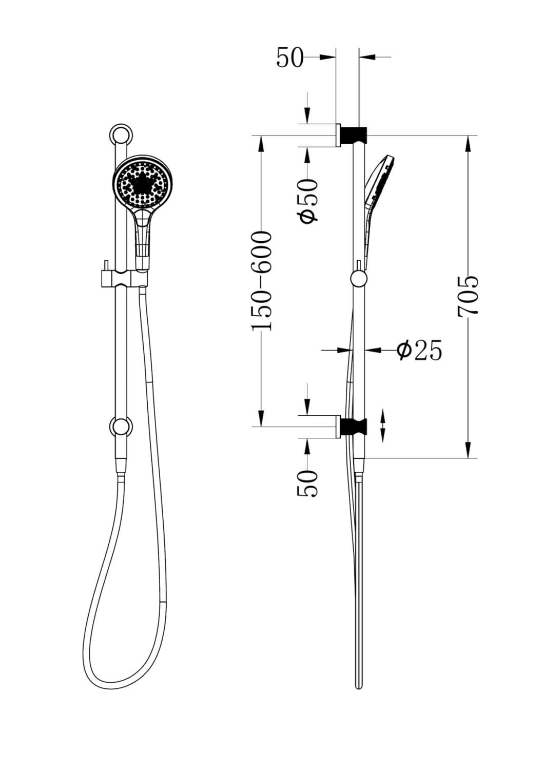 Opal Shower Rail With Air Shower Ii - Reno Spares