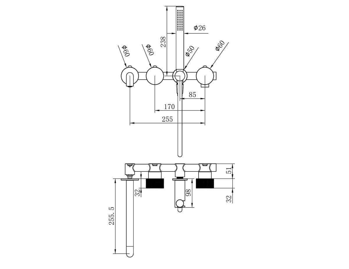 Opal Progressive Shower System Separate Plate With Spout 250MM Trim Kits Only - Reno Spares
