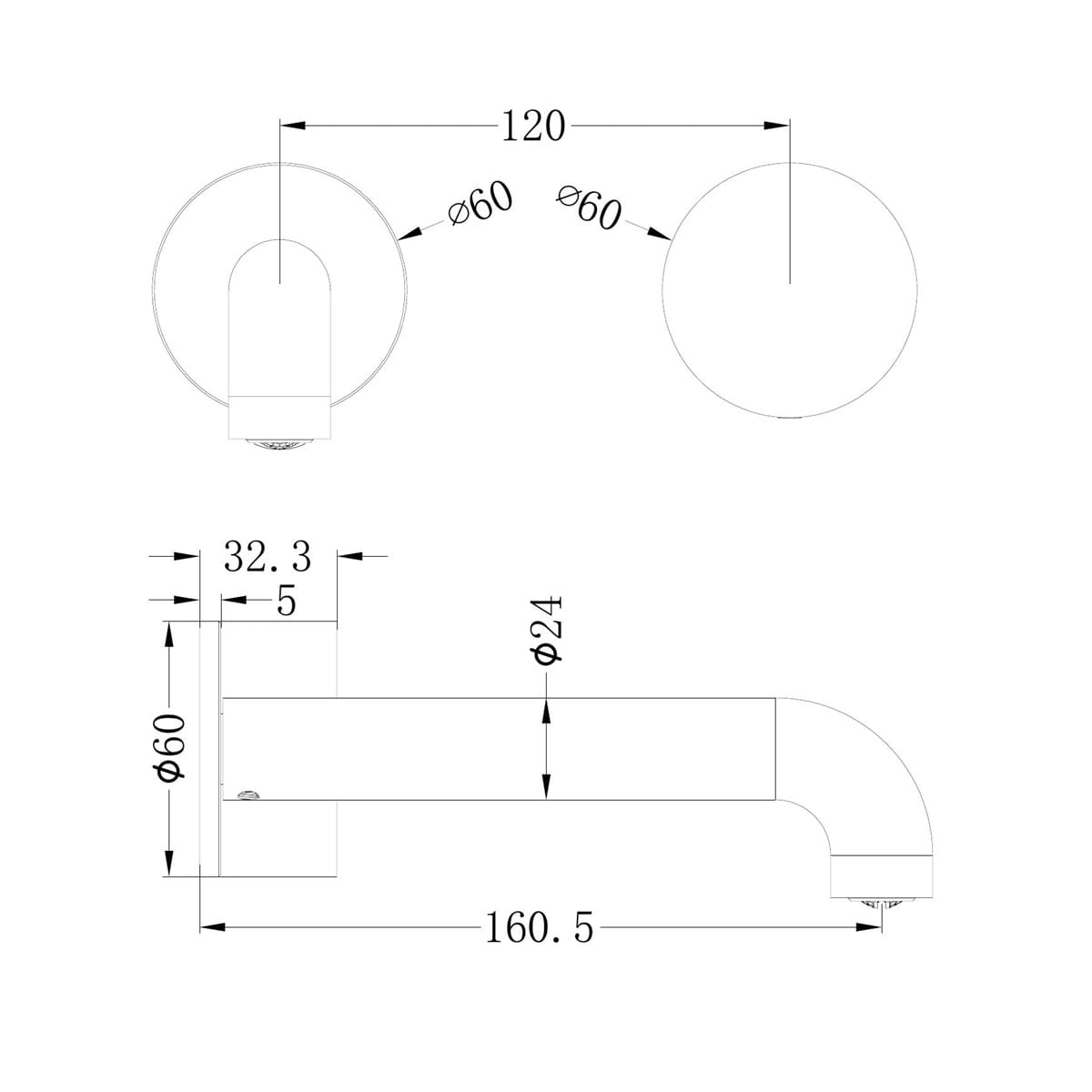 Kara Progressive Wall Basin/Bath Set 160MM Trim Kits Only - Reno Spares