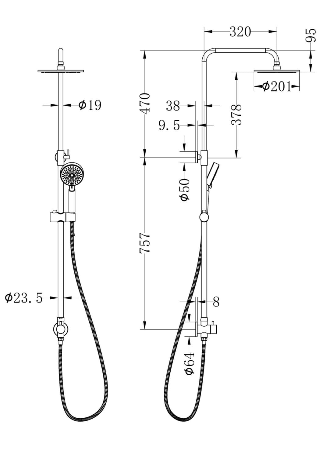 Dolce Round Twin Shower Bottom Inlet - Reno Spares