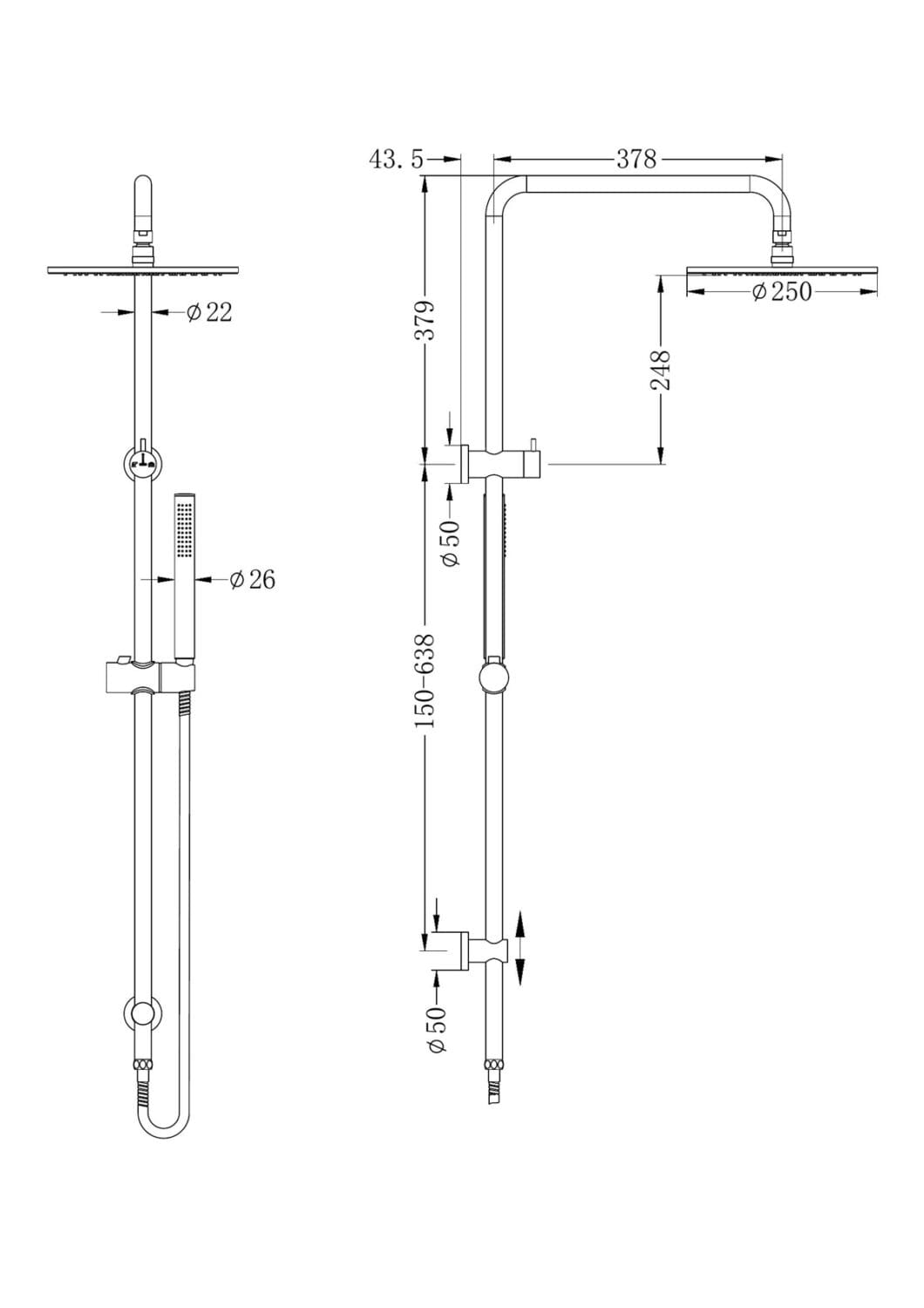 Dolce Round Twin Shower With Slim Hand Shower - Reno Spares