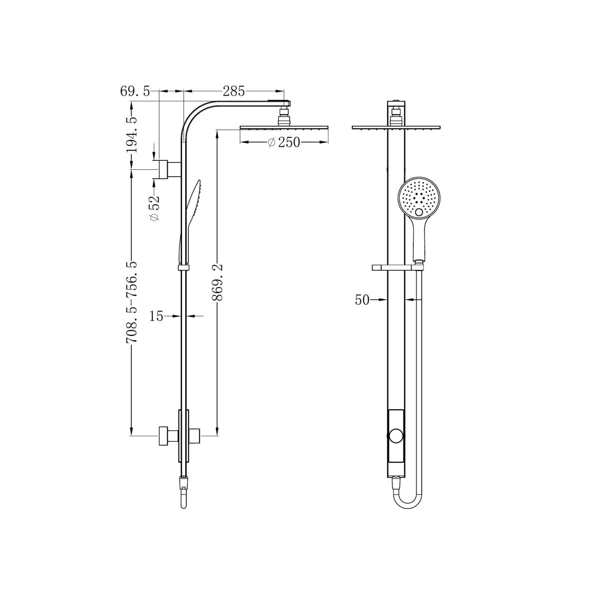 Astra Rain Round Twin Shower Single Hose - Reno Spares