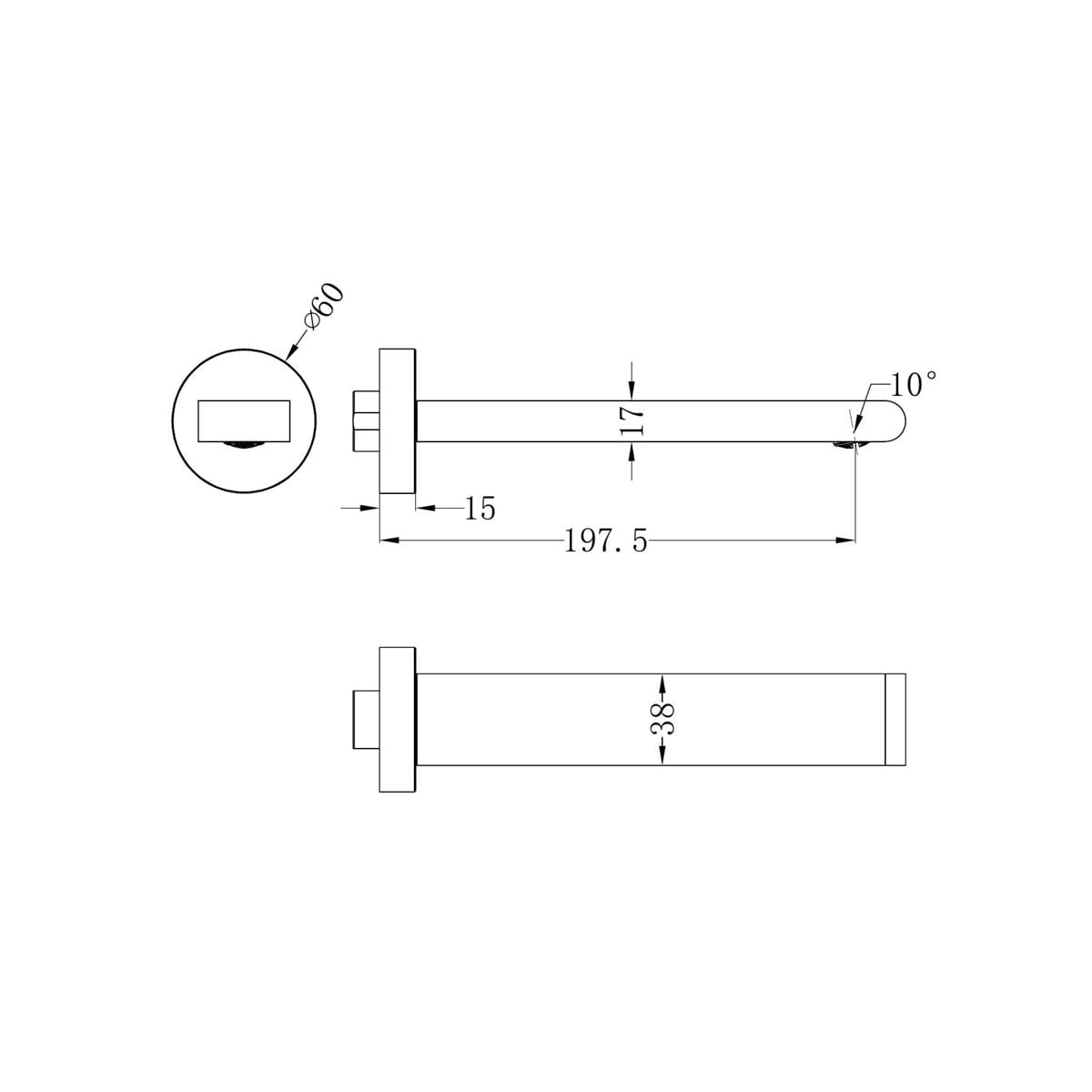 Bianca Fixed Basin/Bath Spout Only 200MM - Reno Spares