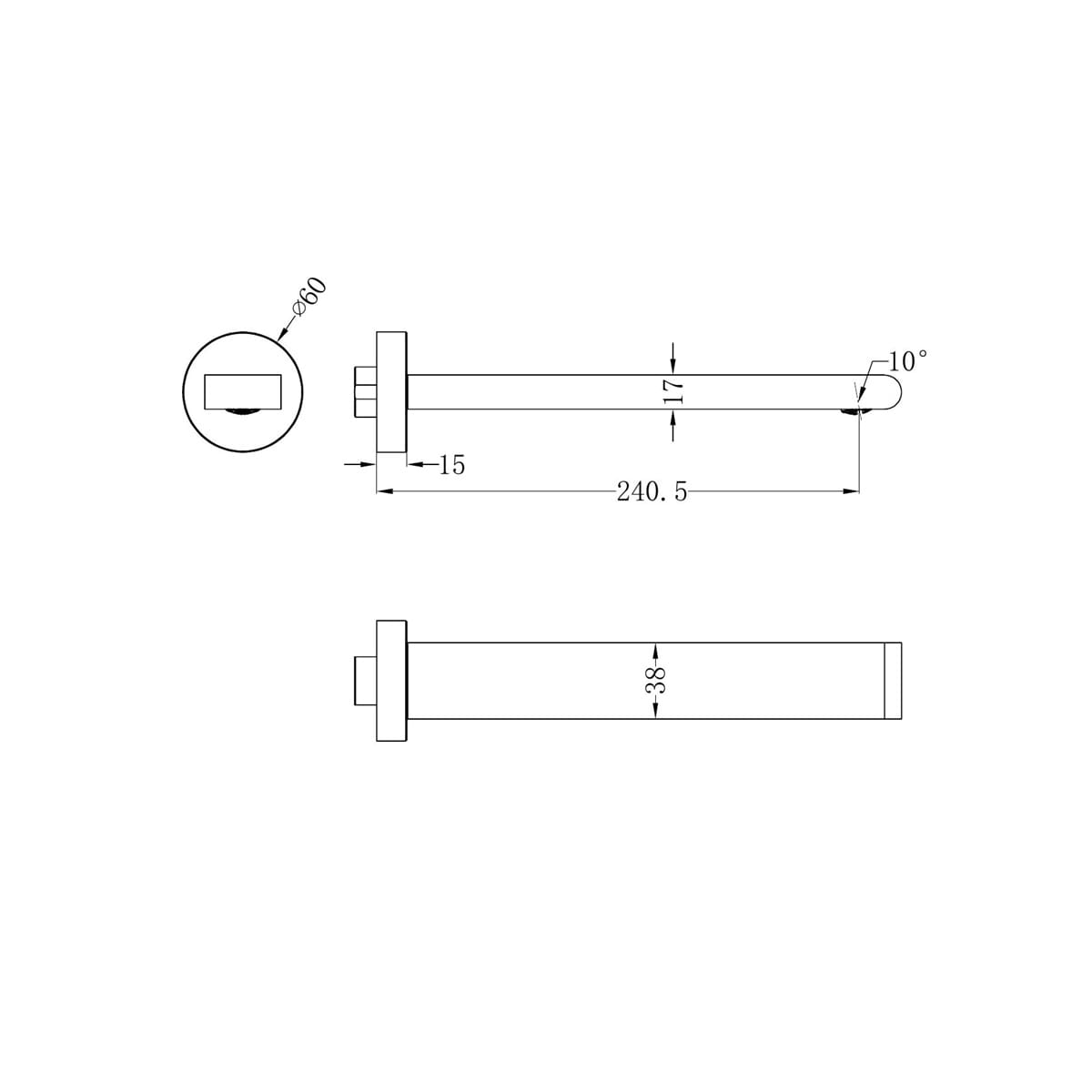 Bianca Fixed Basin/Bath Spout Only 240MM - Reno Spares