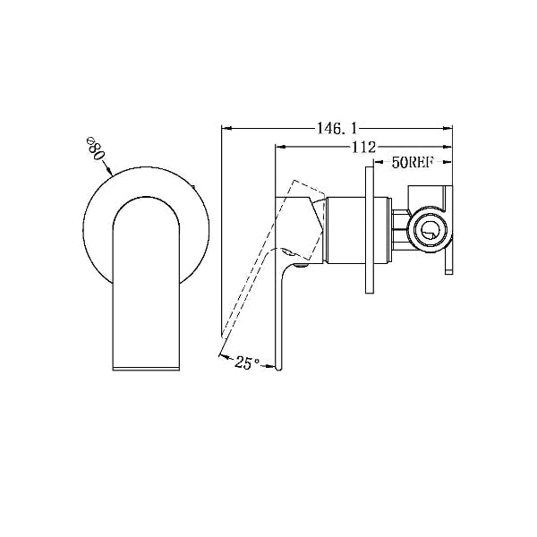 Nero Bianca NR321511DBN Shower Mixer Round Plate Universal Body