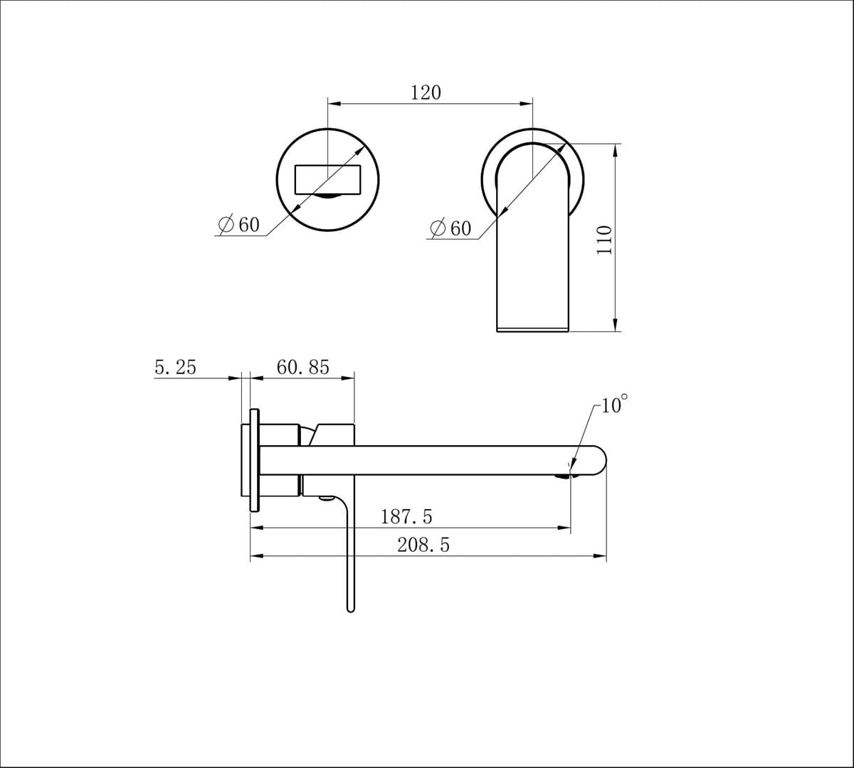 Bianca Wall Basin/Bath Mixer Separate Back Plate 187MM Trim Kits Only - Reno Spares