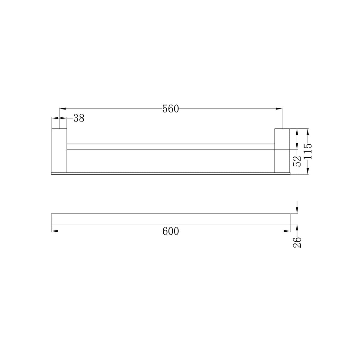 Celia Double Towel Rail 600MM - Reno Spares