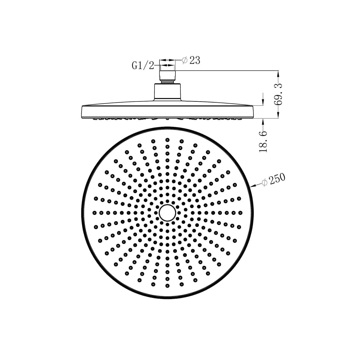 Opal 250MM Shower Head - Reno Spares