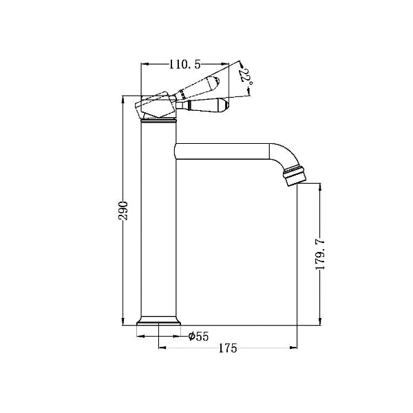 Nero York Straight Tall Basin Mixer With Porcelain Lever NR692101a01BN