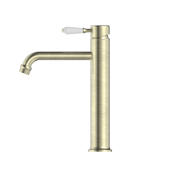 Nero York Straight Tall Basin Mixer With Porcelain Lever Aged NR692101a01AB