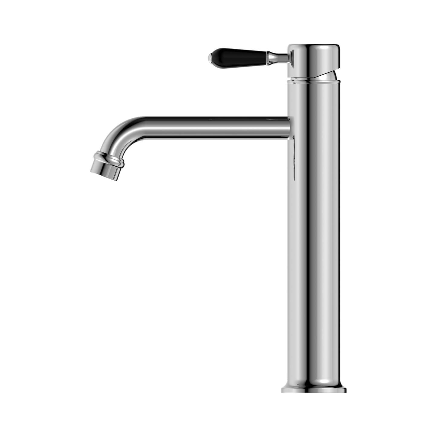 York Straight Tall Basin Mixer With Black Porcelain Lever Chrome