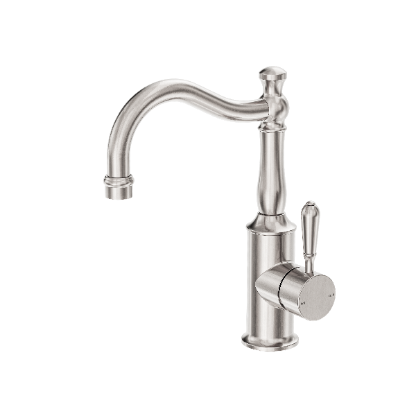Nero York Basin Mixer Hook Spout With Metal Lever NR69210202BN