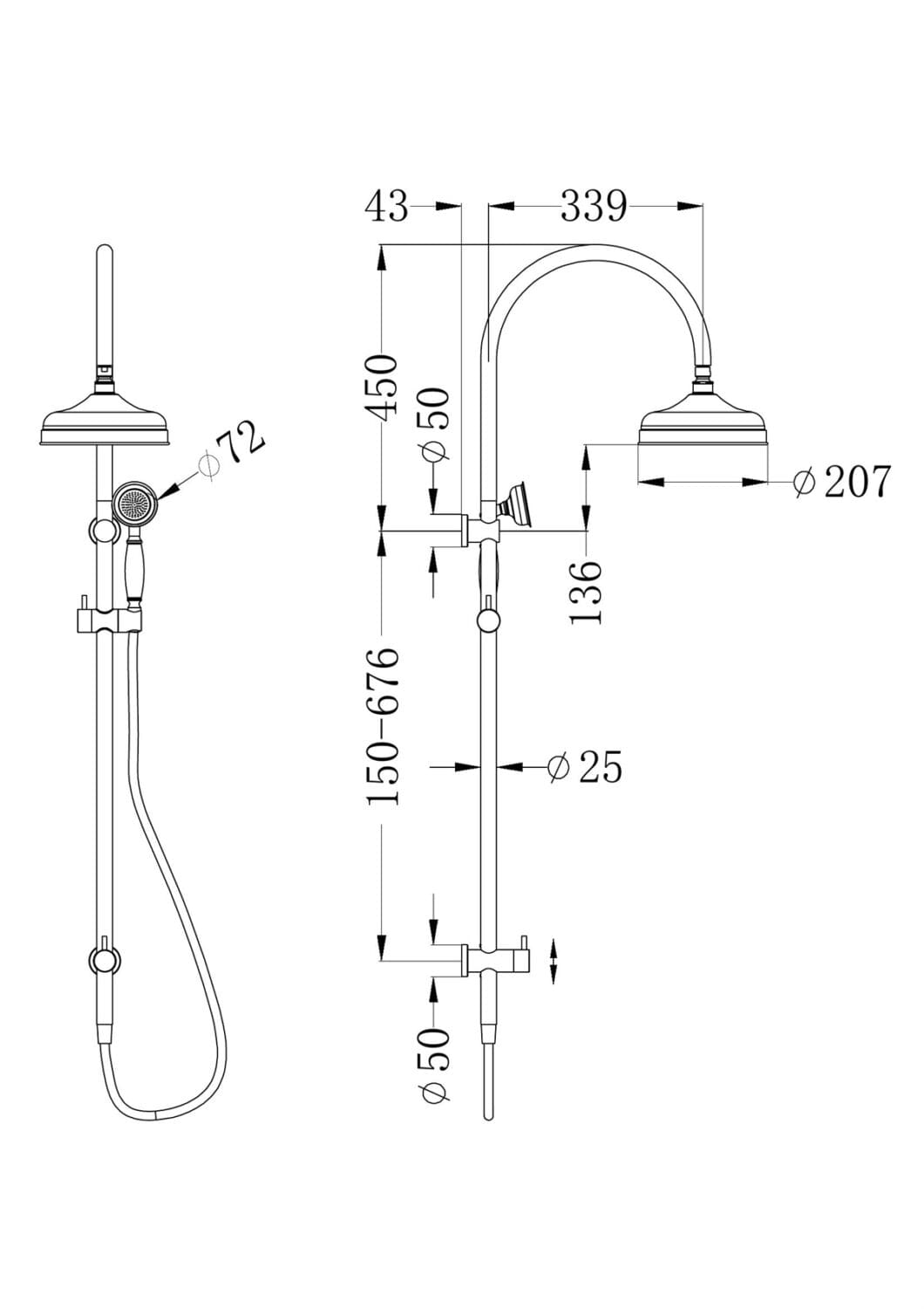 York Twin Shower With Metal Hand Shower - Reno Spares