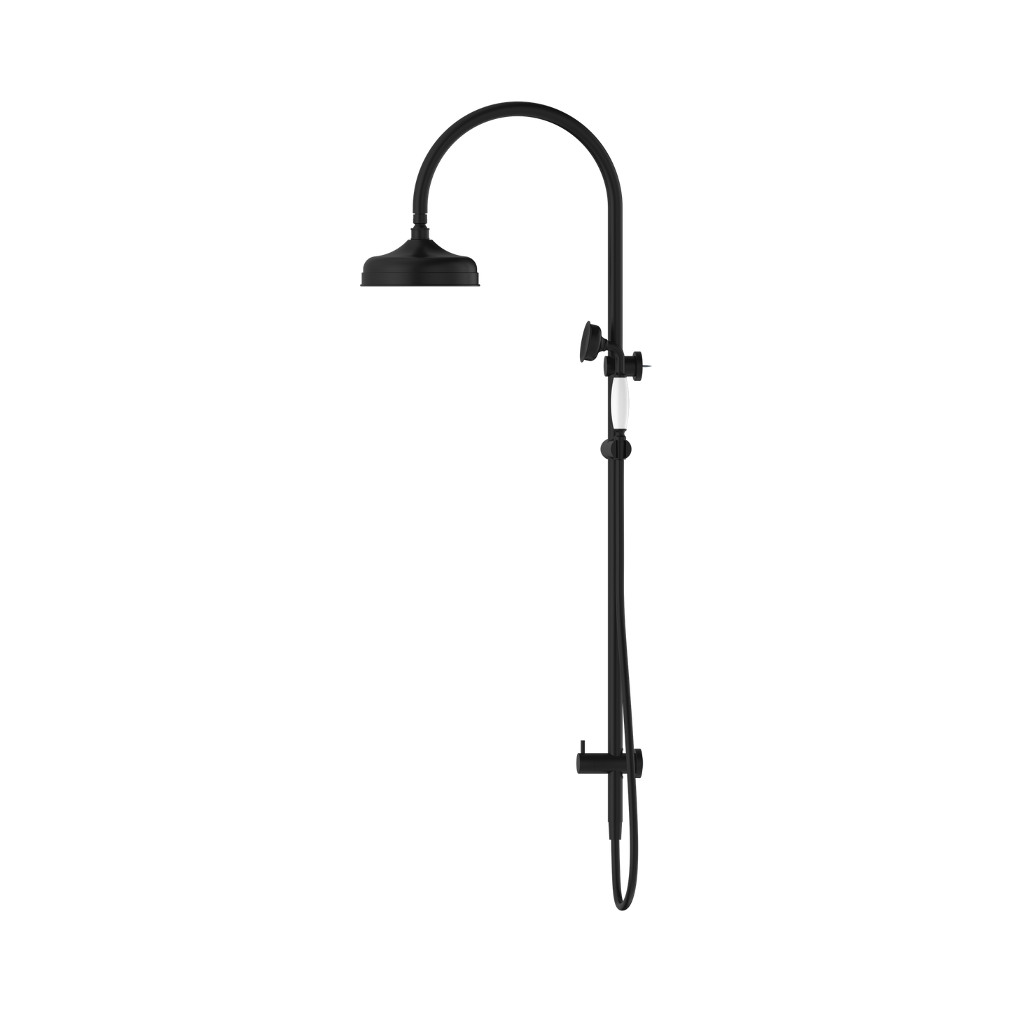 York Twin Shower With White Porcelain Hand Shower Matte Black